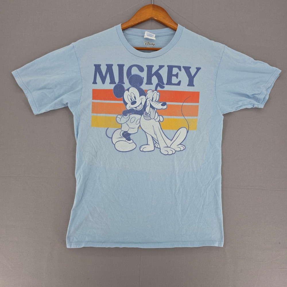 Disney Mickey Mouse Pluto T Shirt Mens Medium Light Blue Port & Company Cotton